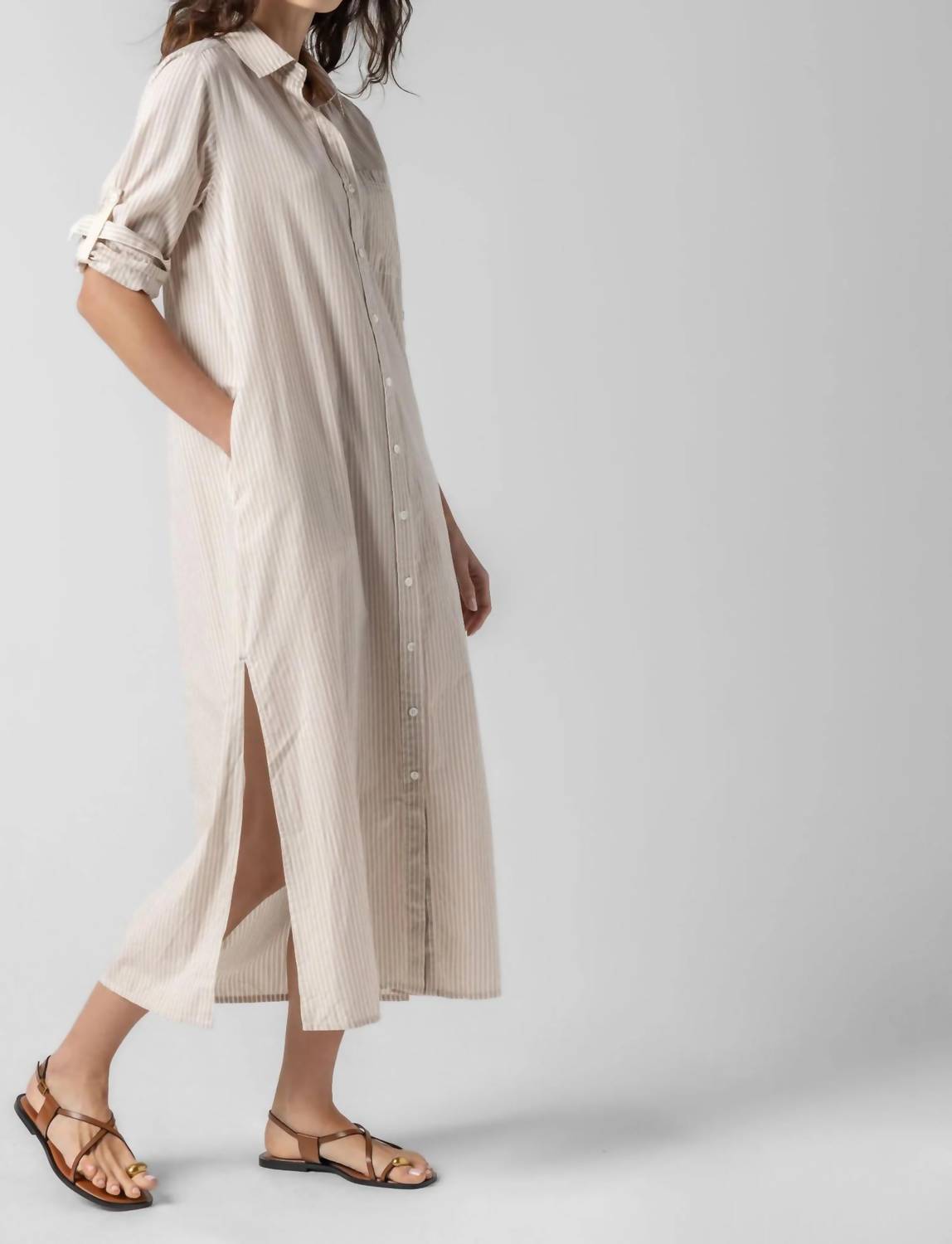 Lilla P - Striped Maxi Shirt Dress