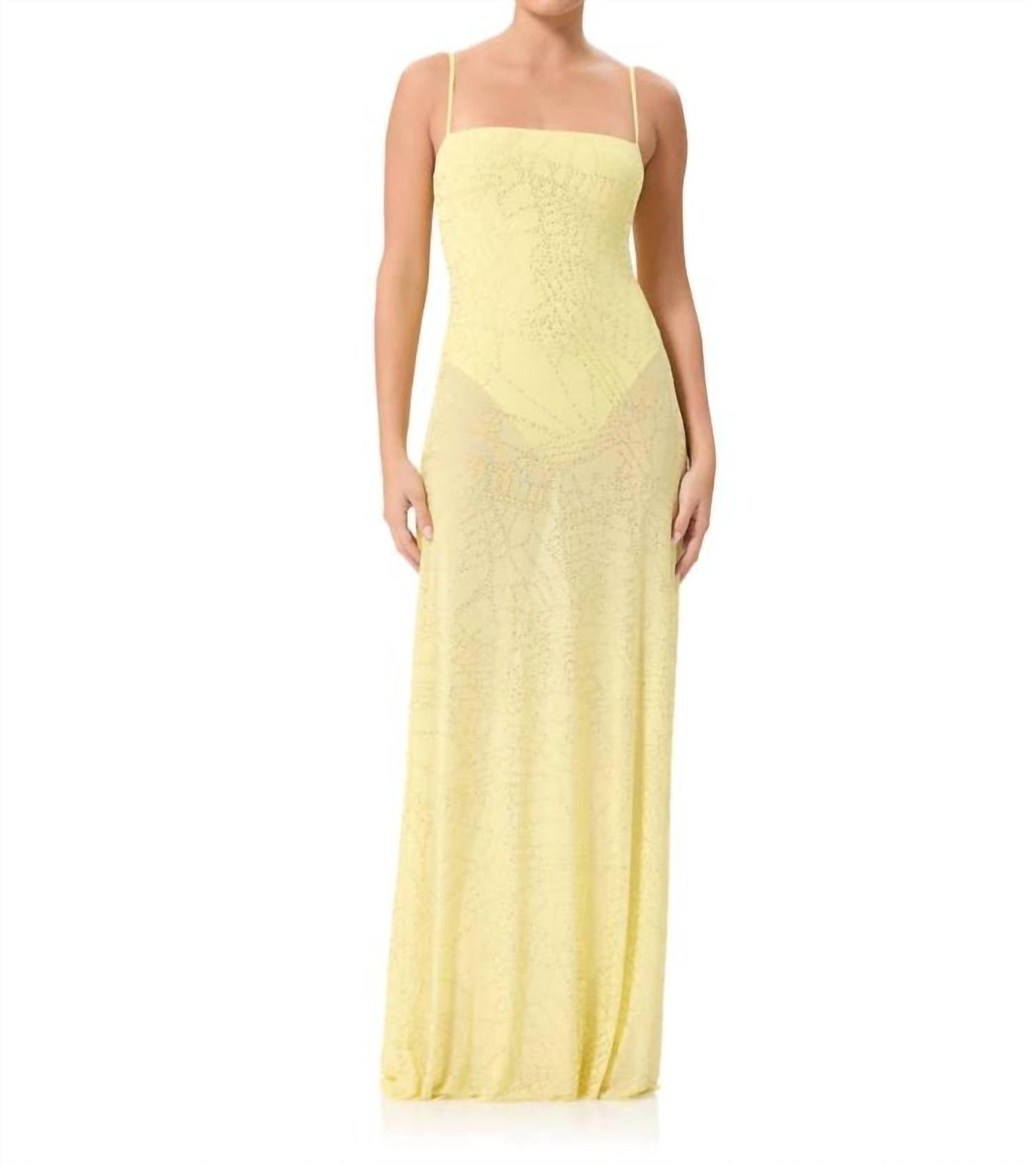Afrm - Shea Rhinestone Sheer Maxi Dress With Bodysuit