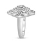 14K White Gold 7/8 Cttw Round and Baguette-Cut Diamond Cluster Ring (H-I Color, SI2-I1 Clarity) - Size 7