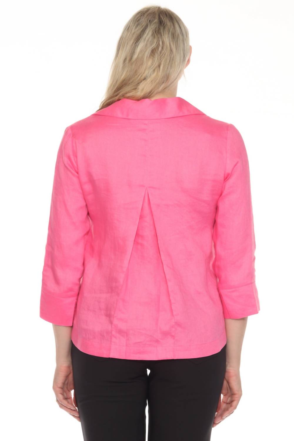 Joseph Ribkoff - Collared V-neck Quarter Sleeve Linen Top
