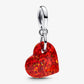 Pandora - Opalescent Red Heart Dangle Charm Sterling silver charm only