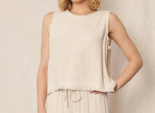 En Creme - Linen Frayed Edge Top