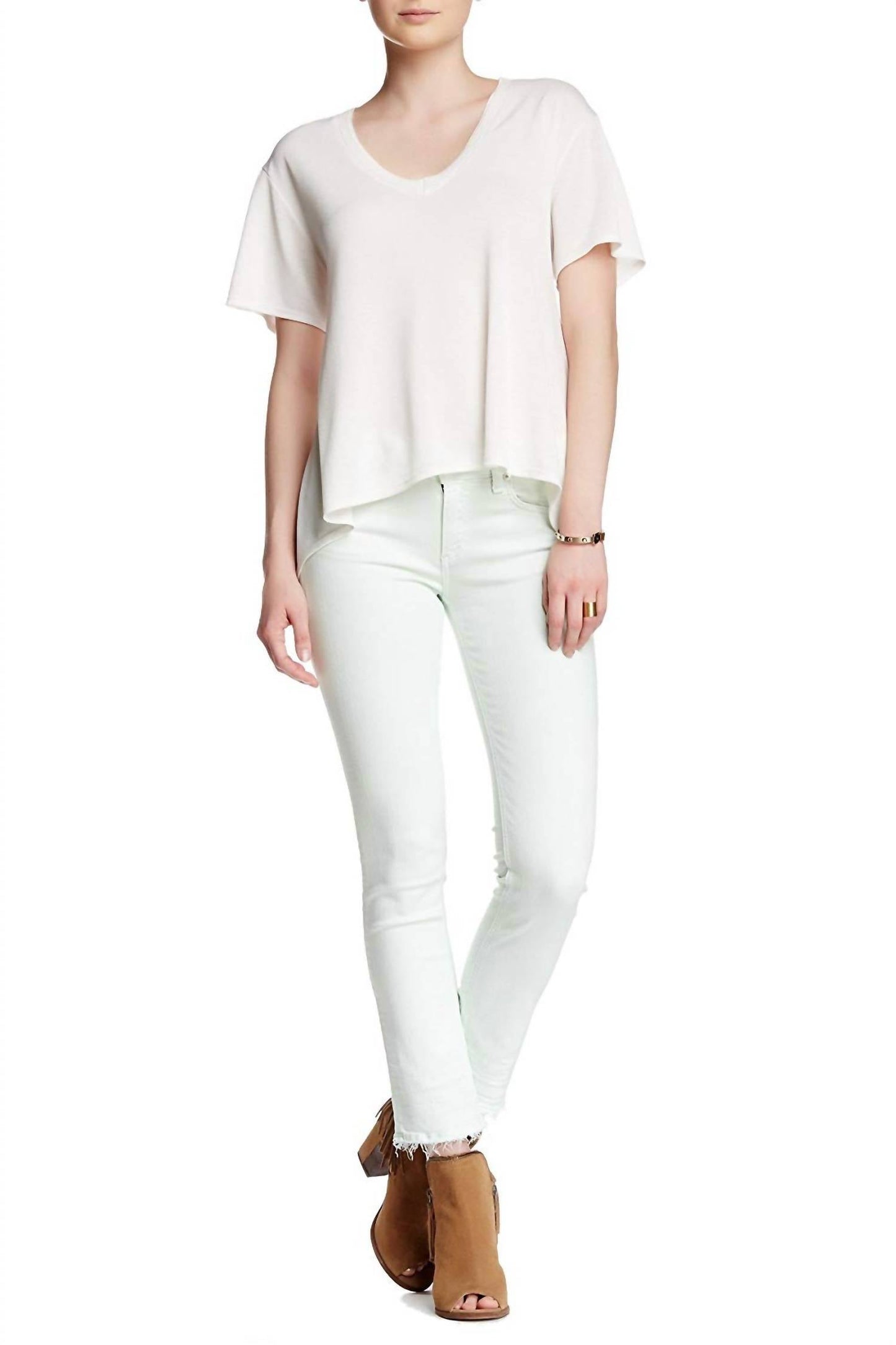 Rag & Bone - LOW RISE DISTRESSED FRINGE HEM CROPPED JEANS