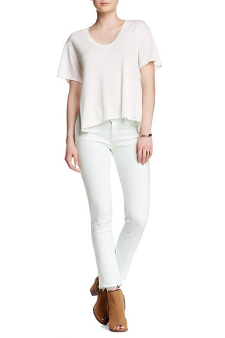 Rag &amp; Bone - Calça jeans cropped de cintura baixa, desgastada e com franjas