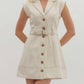 Entro - Contrast Stitch Belted Mini Dress
