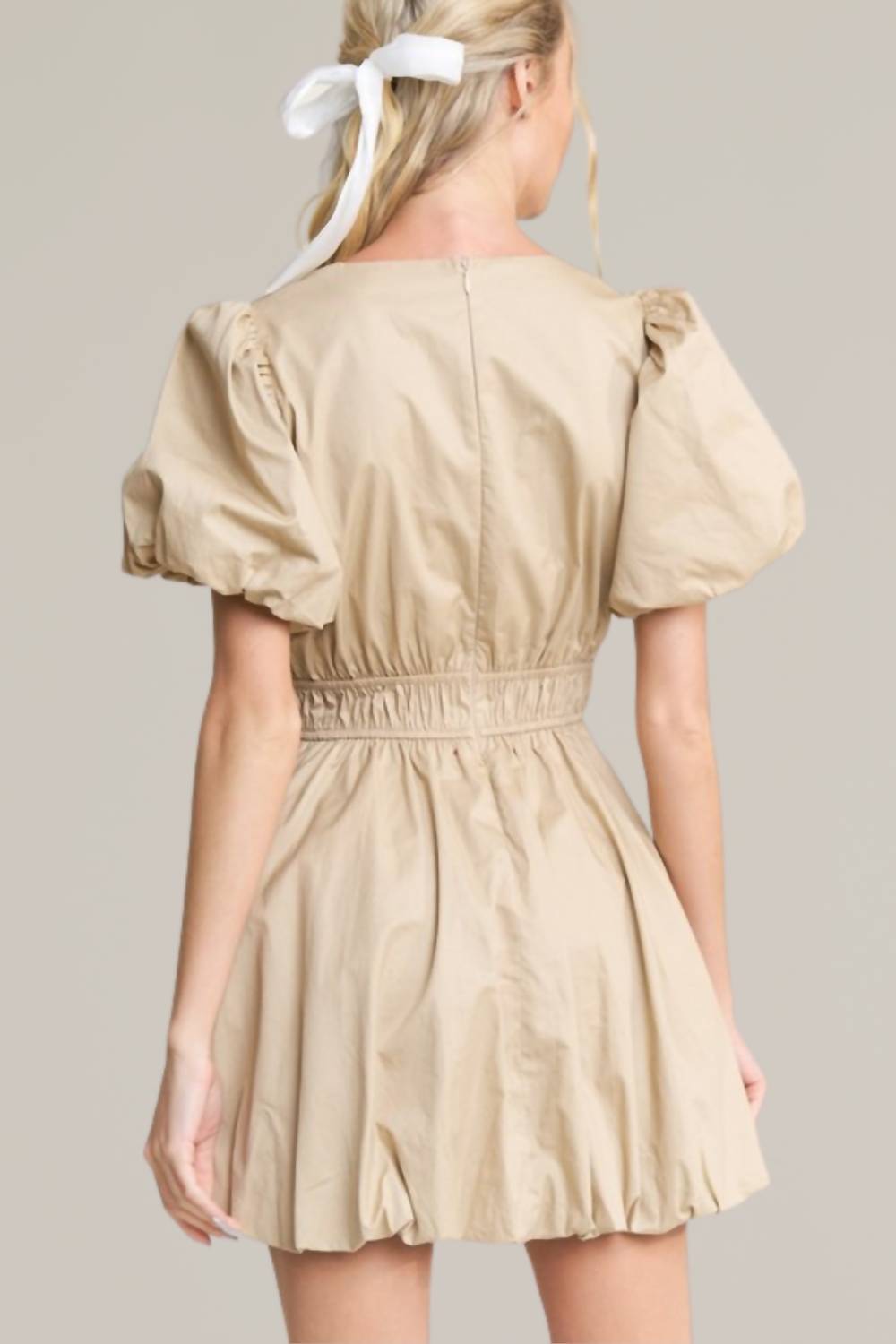 In The Beginning - bubble hem tie front mini dress