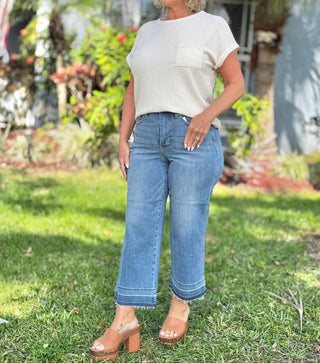 Judy Blue - Jeans curto com controle de barriga e cintura alta