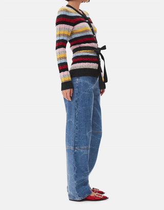 Ganni - Cardigan com cinto misto
