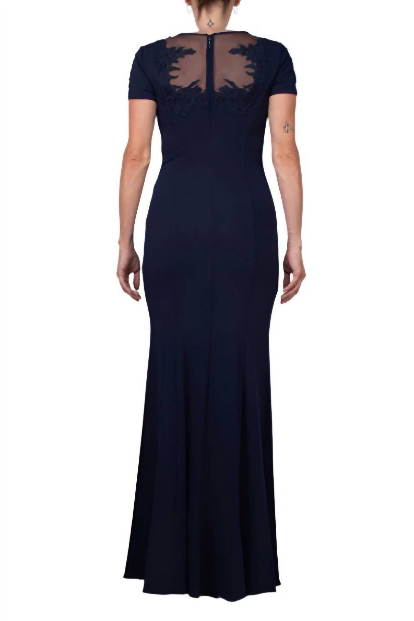 Aidan Mattox - Embellished Crewneck Crepe Dress