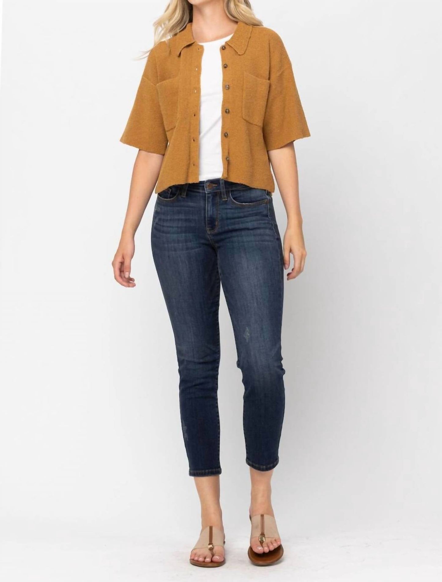 Judy Blue - Mid Rise Cropped Relaxed Denim Jeans