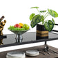 Outdoor Wicker Bar Cart with Glass Top and Wheels