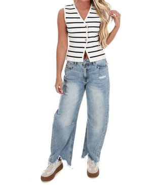 Blue Blush - Striped Comfort Sweater Vest