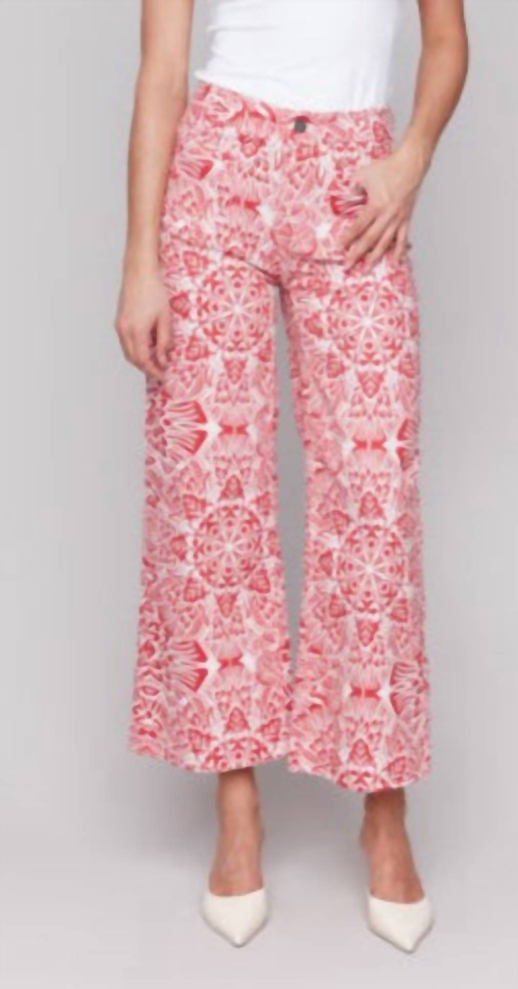 Charlie B - Printed Cotton Flare Pants