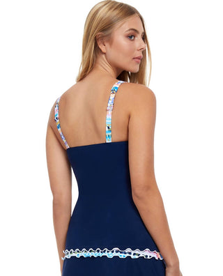 Perfil da Gottex - Top tankini com decote redondo e aro franzido, tamanho D