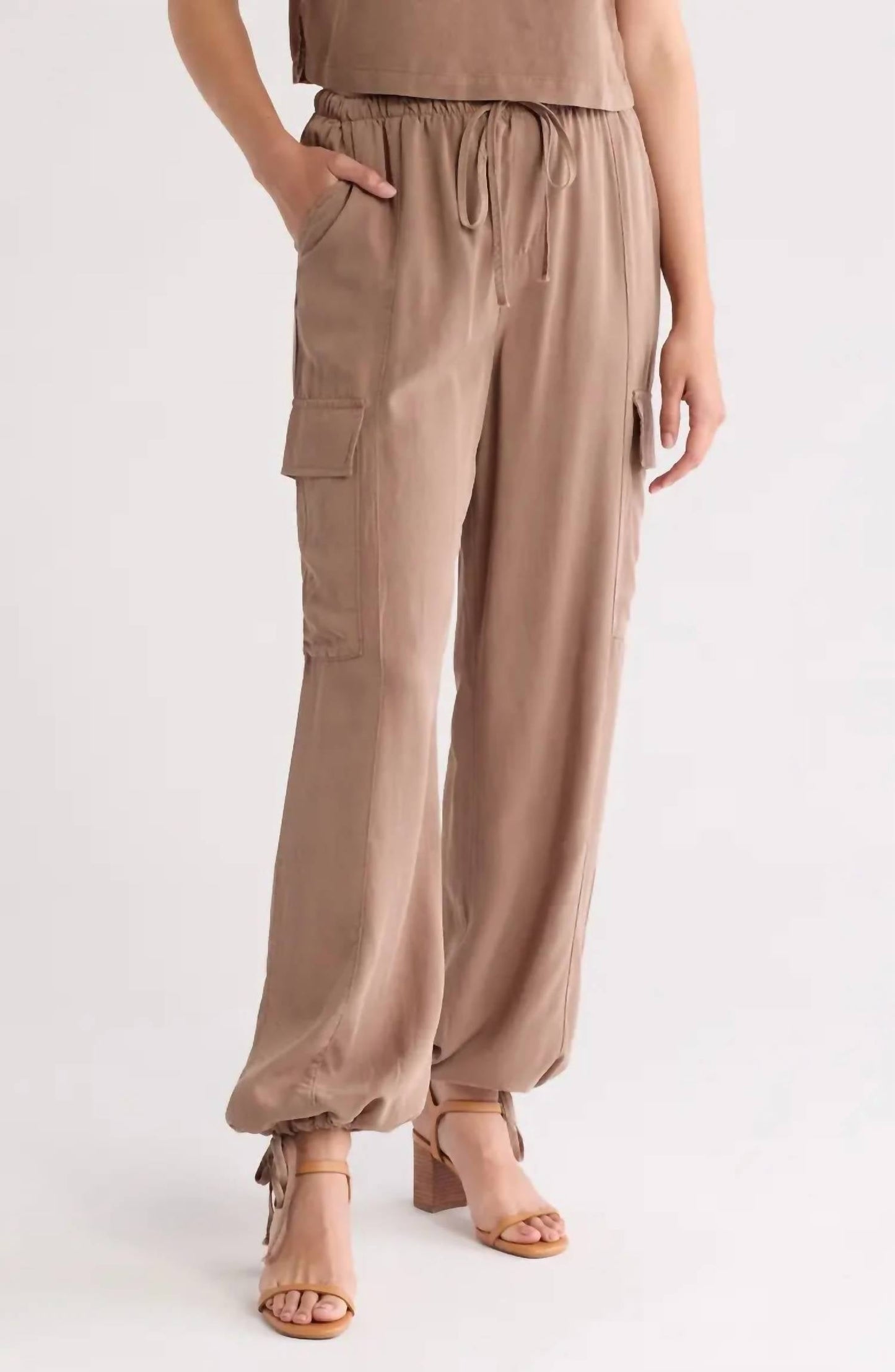 Blu Pepper - High Waist Drawstring Cargo Pants