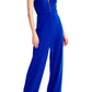Aidan Mattox - V-neck Sting Tied Solid Crepe Jumpsuit