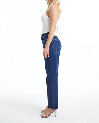 Bayeas - High Rise Straight Raw Hem Jeans
