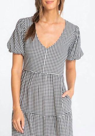 Lovestitch - Gingham Puff Sleeve Midi Dress