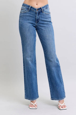 Judy Blue - Calça jeans reta com cintura alta e frente em V