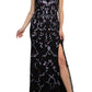 Adrianna Papell - Beaded V-neck Sleeveless Font Slit Gown