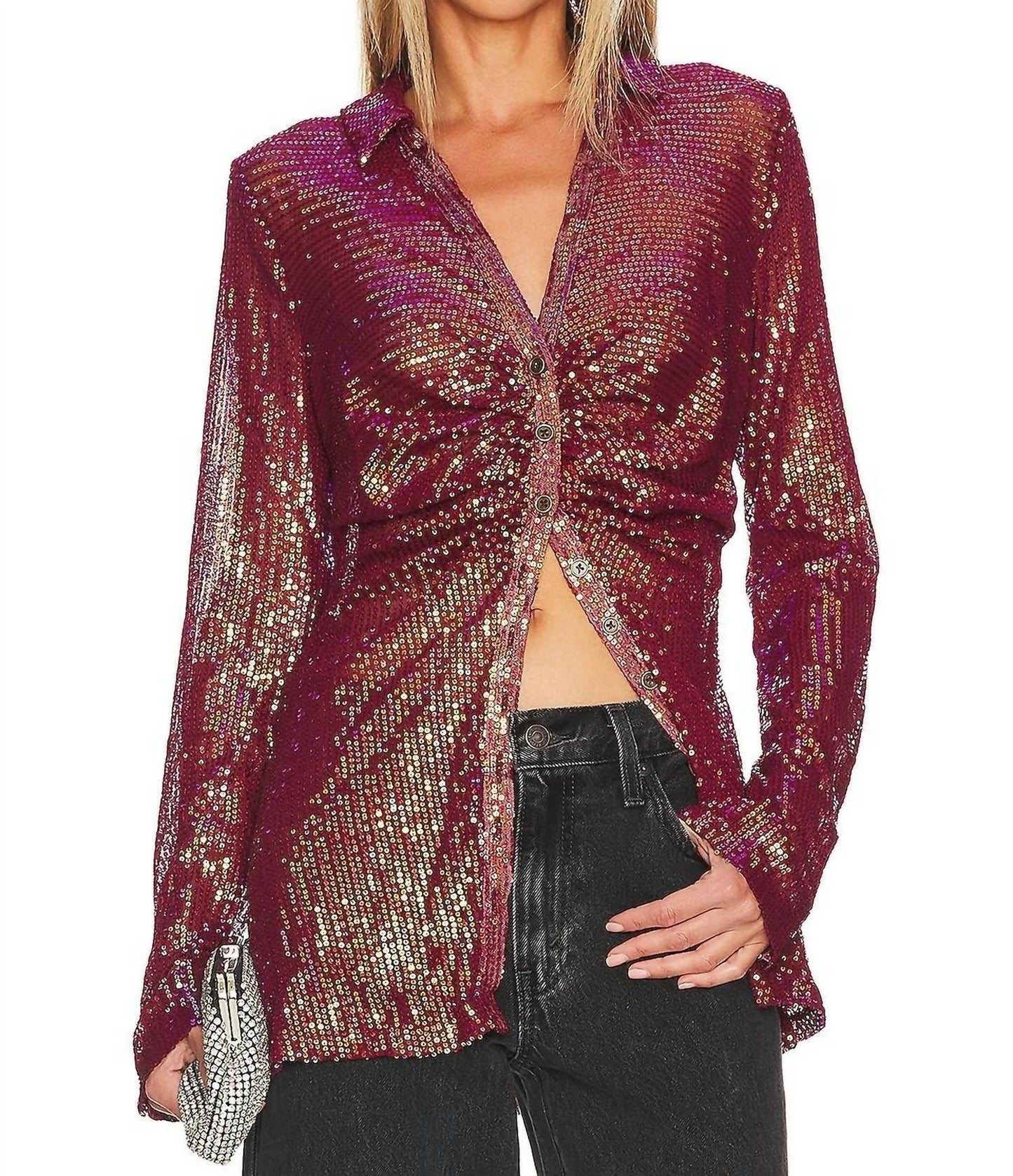 Free People - Sequin Shirtee Top