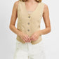 Risen - Full Size V Neck Button Down Vest Plus Size