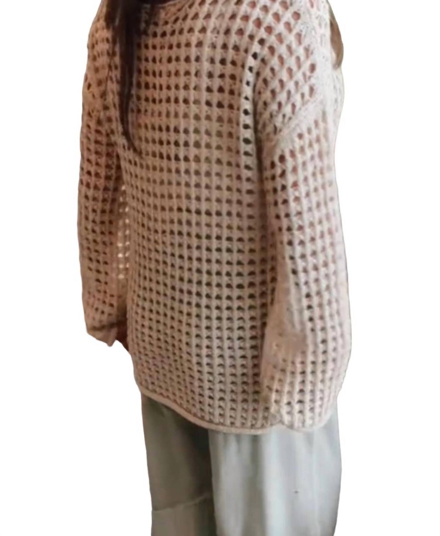 Blu Pepper - Seaside Crochet Crew Neck Sweater