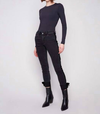 Charlie B - Slim Leg Jeans With Velvet Bow