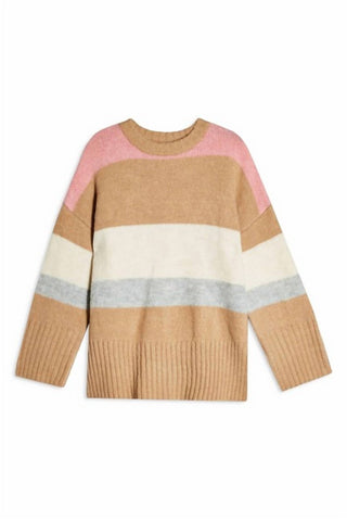 Topshop - Suéter listrado de malha ultramacia com gola redonda