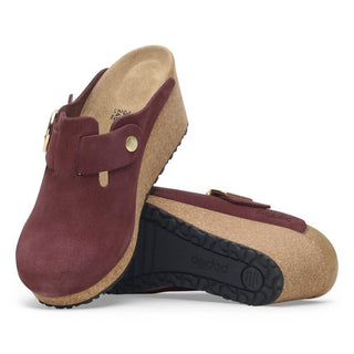 Birkenstock - Tamanco Feminino de Couro e Camurça com Fivela de Argola - Médio/Estreito