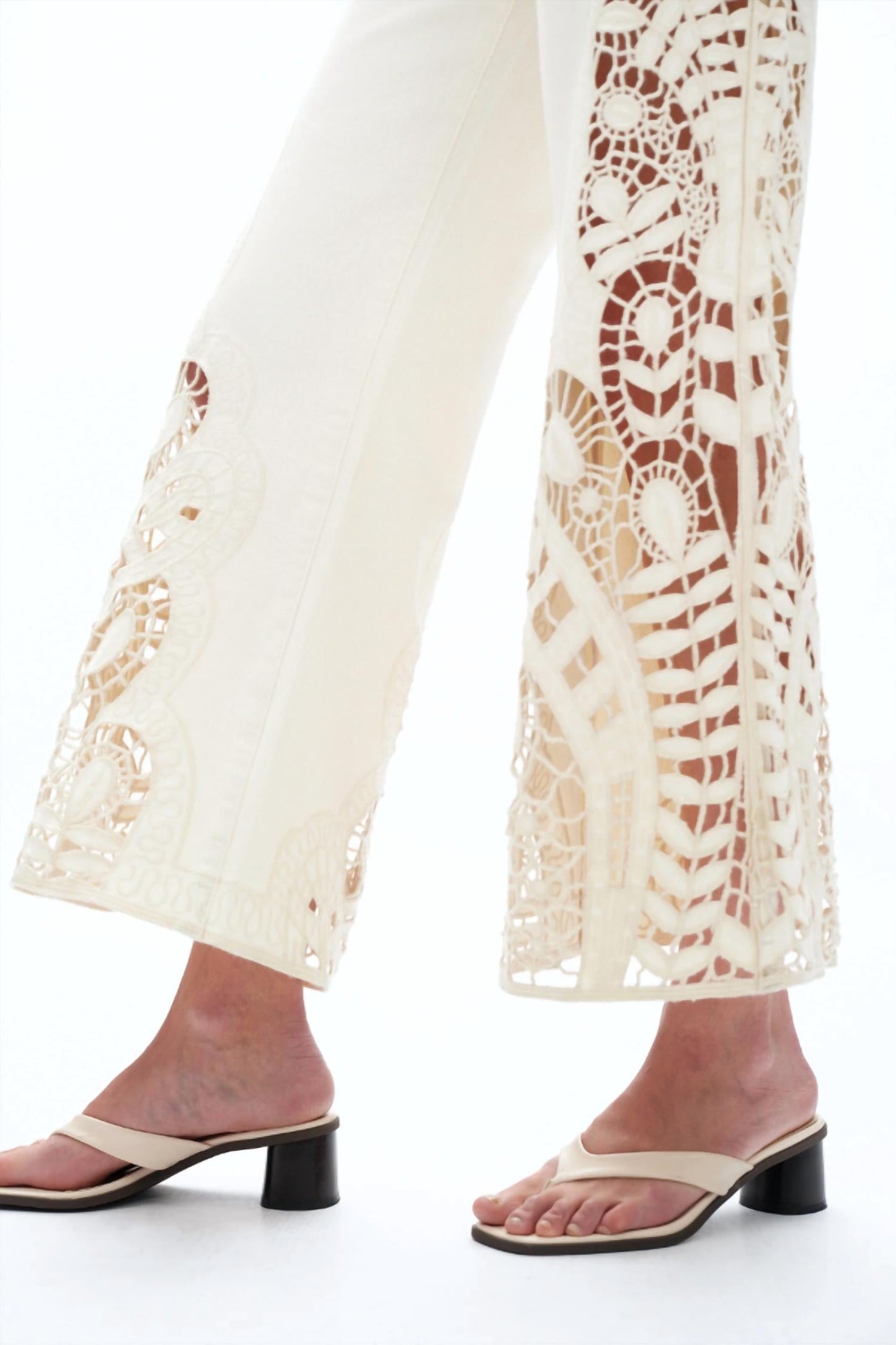 Bayeas - Embroidered High Rise Wide Leg Pants