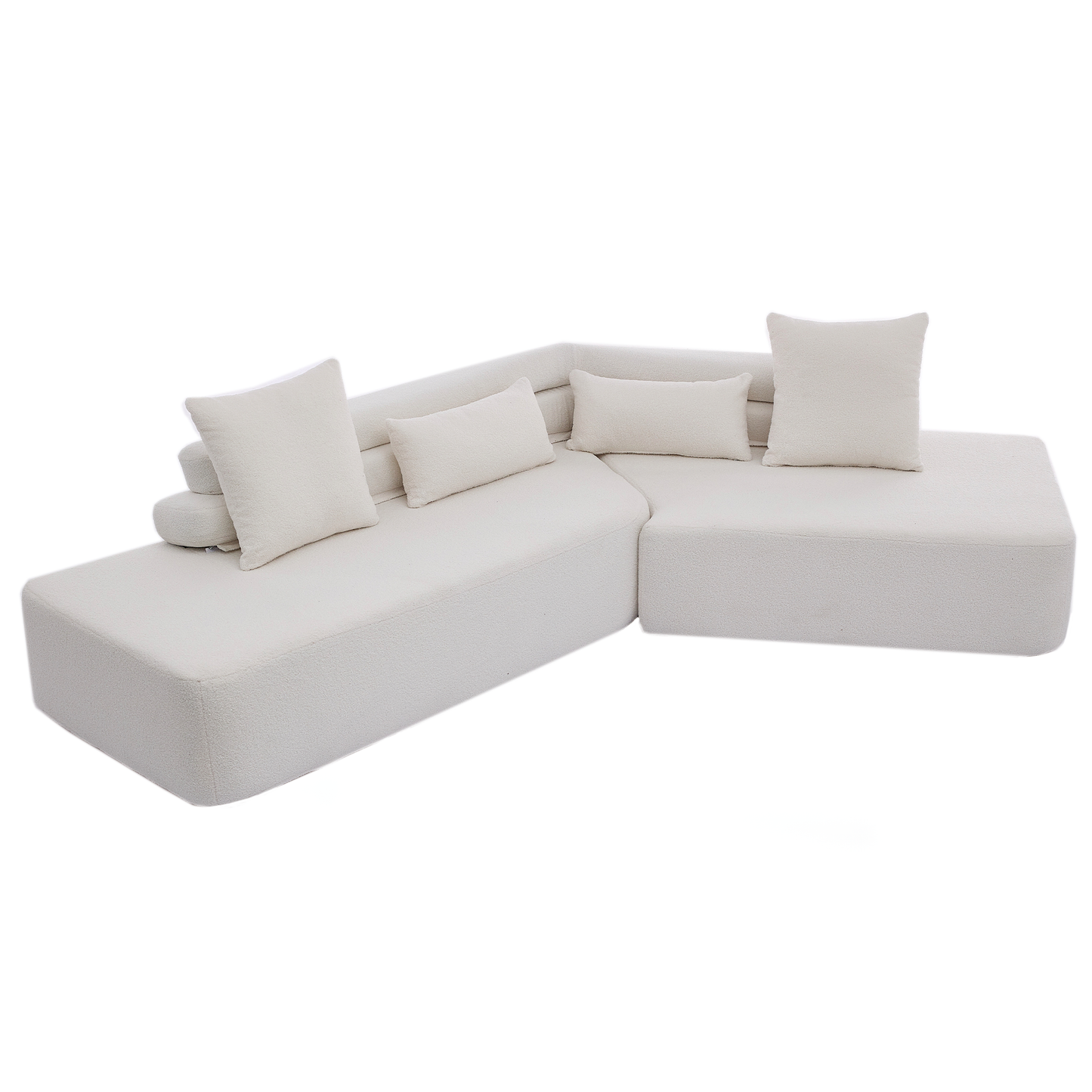 128" Minimalist Cloud Sectional Couch in Beige