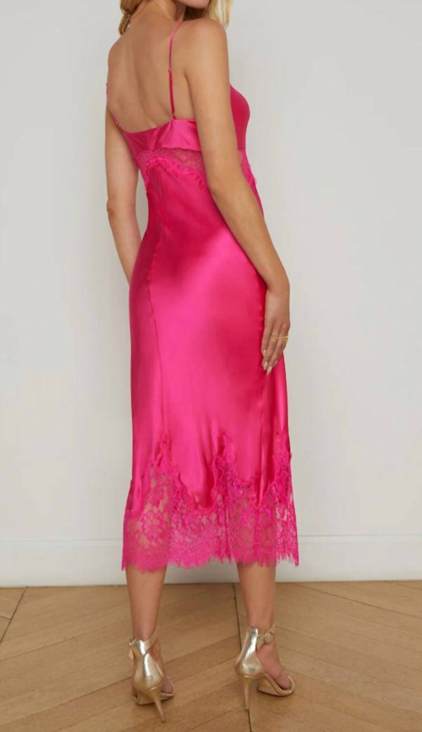 L'Agence - Vestido midi de renda escocesa