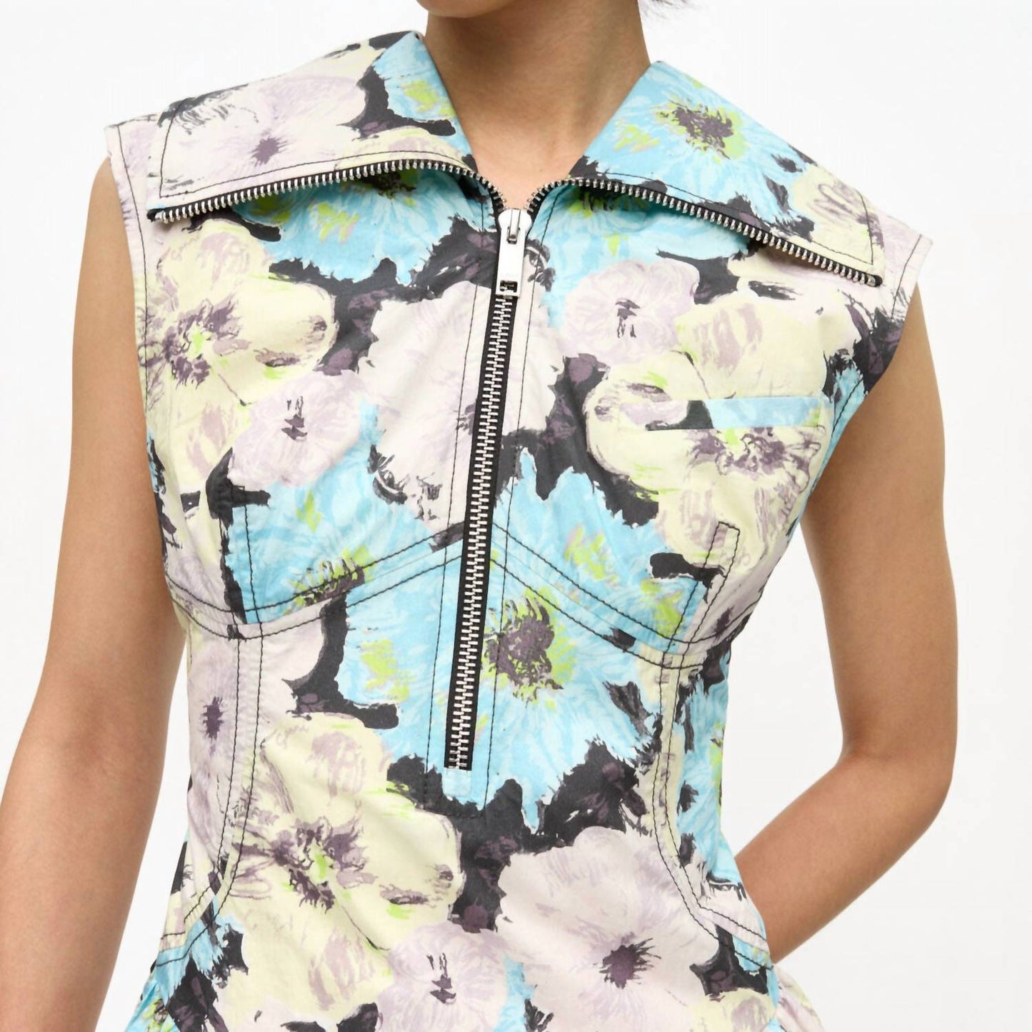 Ganni - Floral Cotton Mini Dress