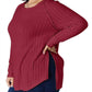Basic Bae - Chic Ribbed Round Neck Slit Tee