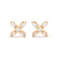 10K Yellow Gold 1/10 Cttw Round and Baguette Diamond Criss Cross X Stud Earring (H-I Color, I1-I2 Clarity)