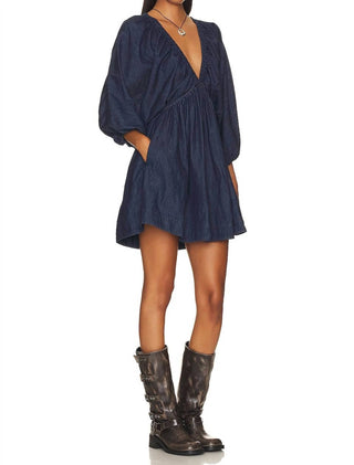 Free People - MINI VESTIDO PORTIA DENIM