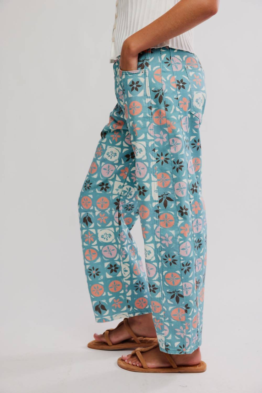 Free People - Ditzy Jade Fun Barrel Jeans