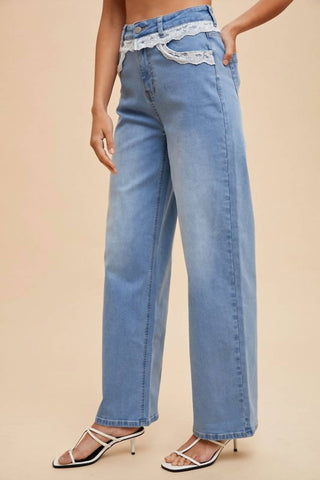 Anniewear - Lace Me Up High Rise Jeans