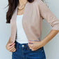 Doublju - Full Size 3/4 Sleeve Cropped Cardigan