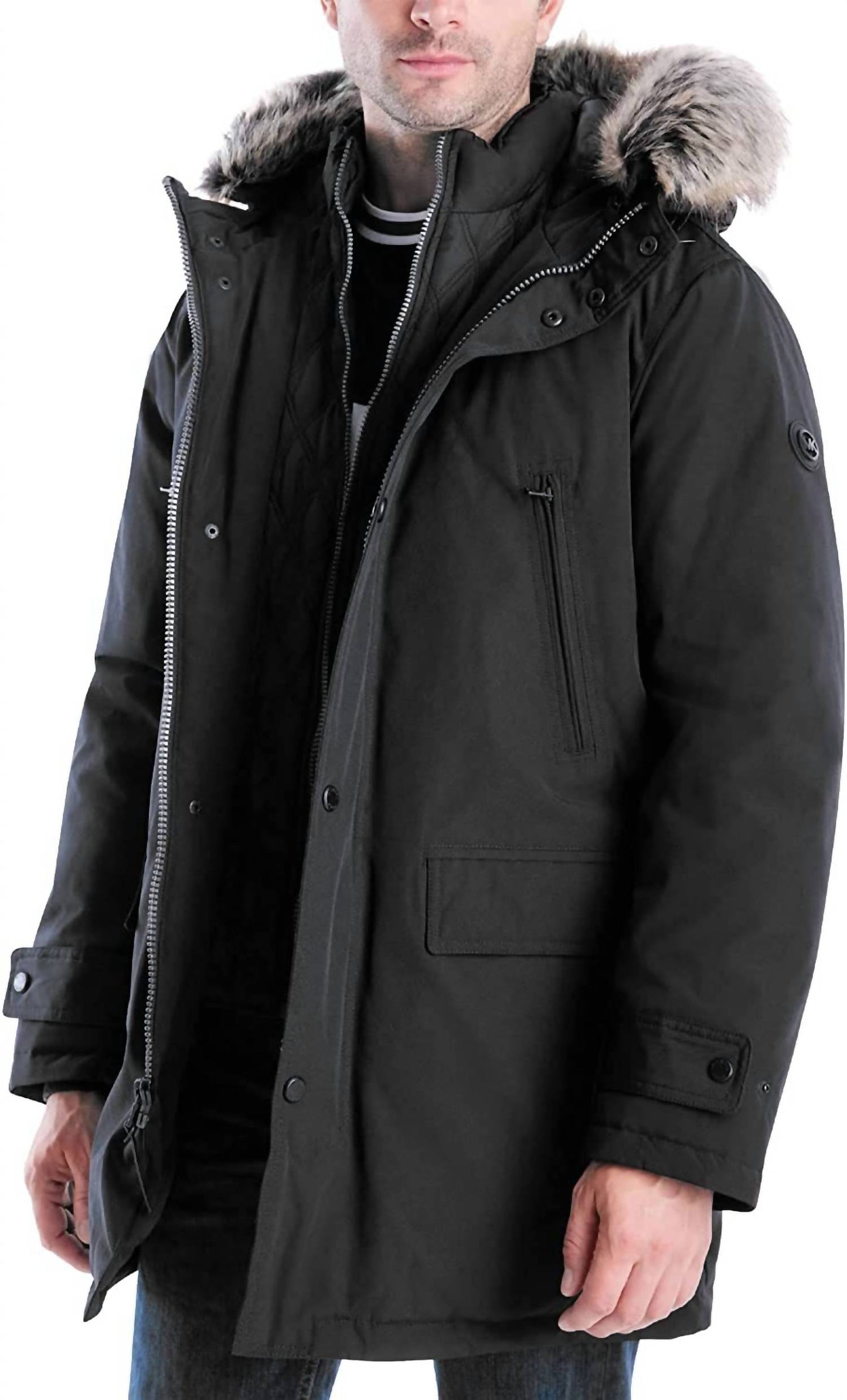 Michael Kors - Men's MMK791896 Heavyweight Hooded Snorkel Parka Coat with Bib