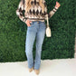 Aaron & Amber - Argyle Pattern Collar Sweater Top
