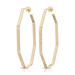Eklexic - Argolas grandes octogonais marteladas femininas