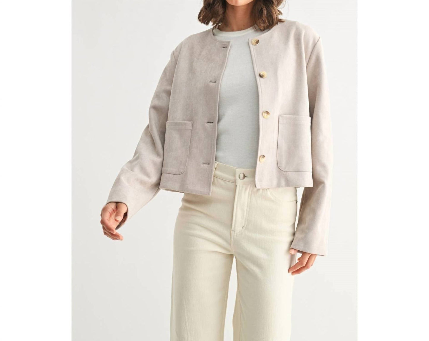 Fun 2 Fun - Suede Button Down Jacket