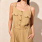 Tribal - Sleeveless Button-front Gauze Jumpsuit