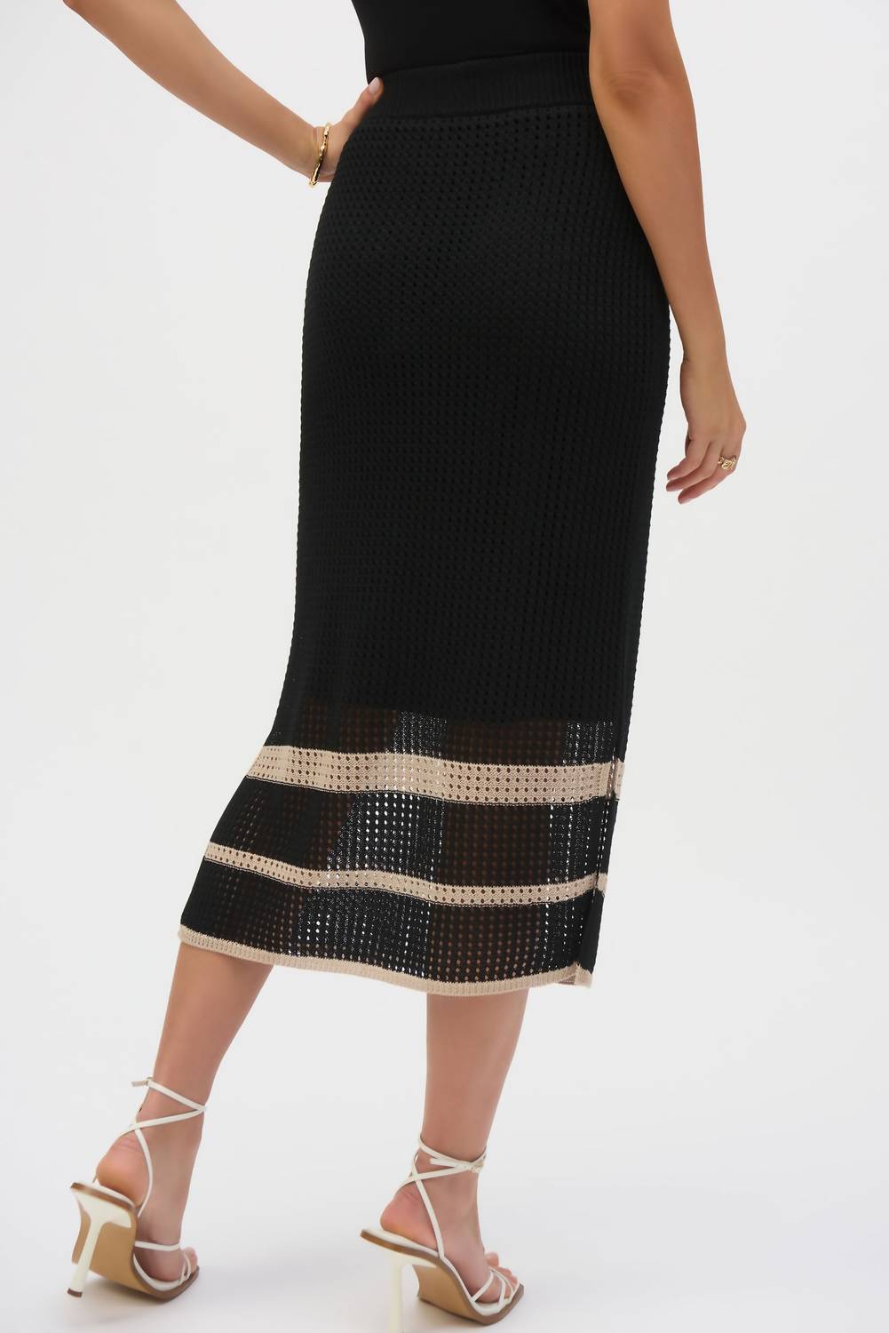 Joseph Ribkoff - Sweater Knit Open Stitch Stripe Skirt