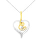 Espira 10K Two-Tone Yellow & White Gold .03 Cttw Diamond-Accented Round-Cut Diamond Swirl Open Heart 18" Pendant Necklace (I-J Color, I2-I3 Clarity)