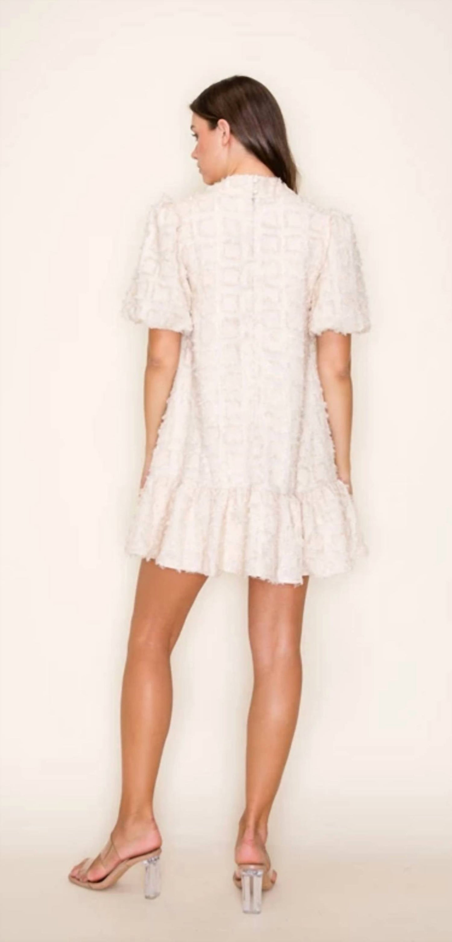 B.Right - Graceful Puff Sleeve Ruffle Dress
