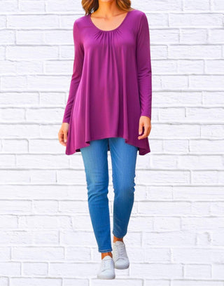 Diva Usa - Sibella Pleated Front Long Sleeve Blouse