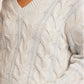 Free People - WASHED CABLE V NECK SWEATER